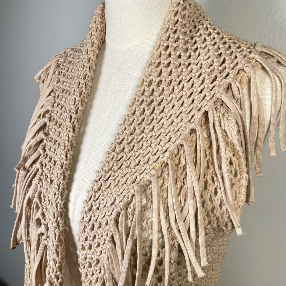 Minnie Rose Crochet Fringe Cardigan Boho 100% Cotton Vest Size S - Picture 2 of 9
